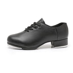 Beginners Straight Bottom Tap Shoes Black Imitation Leather Soft Bottom Shoes, 34, 35, 36, 37, 38, 39, 40, 41, 42, 43
