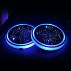 1 Pair Automotive LED Colorful Luminous Water Coaster Acrylic Car Cup Tank Atmosphere Lamp, Star Model