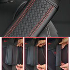 Fiber Leather Embossed Car Seat Belt Shoulder Cover Protector, 6.5X23cm