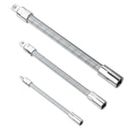 3 PCS/Set 1/4-3/8-1/2 Sleeve Extension Bendable Universal Joint Rod, Color:, Silver, Black
