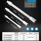 3 PCS/Set 1/4-3/8-1/2 Sleeve Extension Bendable Universal Joint Rod, Color:, Silver, Black