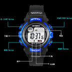 SYNOKE 99569 Children LCD Luminous Waterproof Electronic Sports Watch