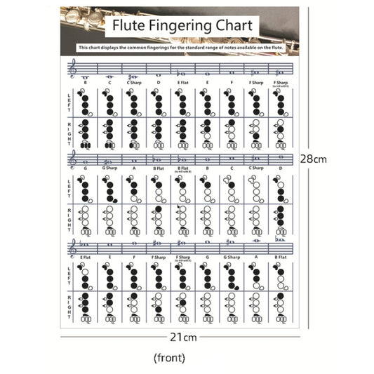 Coated Paper Flute Chord Fingering Practice Chart Staff Chord Fingering