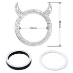 2 PCS Car Starter Button With Diamond Small Devil Decorative Ring, White, Pink, AB, Black, Red