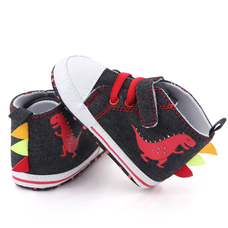 D2399 High Top Canvas Cartoon Dinosaur Small Wave Shoes Cloth Soles Walking Shoes, 11cm, 12cm, 13cm