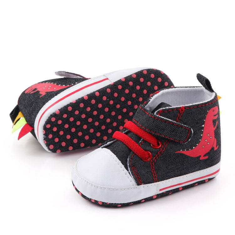 D2399 High Top Canvas Cartoon Dinosaur Small Wave Shoes Cloth Soles Walking Shoes, 11cm, 12cm, 13cm