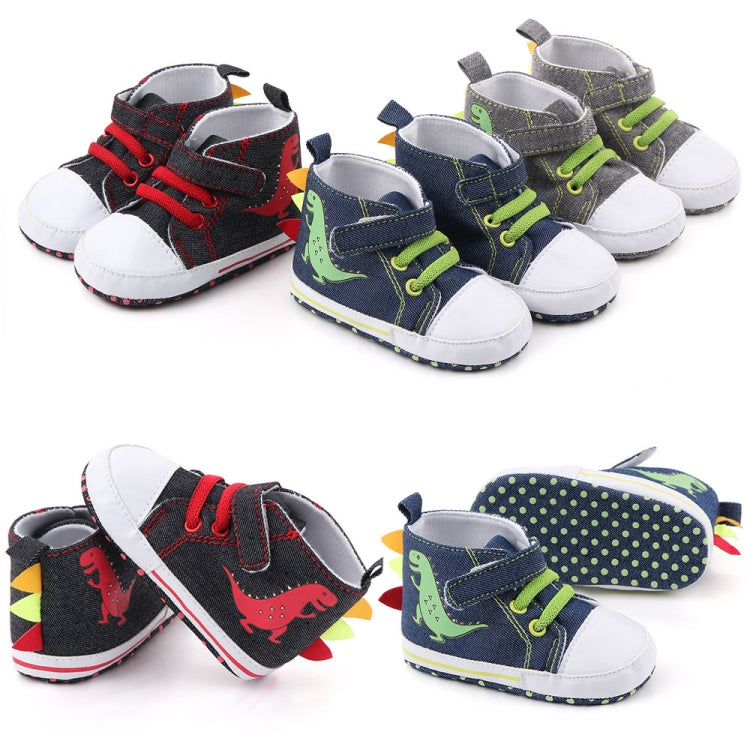 D2399 High Top Canvas Cartoon Dinosaur Small Wave Shoes Cloth Soles Walking Shoes, 11cm, 12cm, 13cm