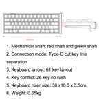LEAVEN K620 61 Keys Hot Plug-in Glowing Game Wired Mechanical Keyboard, Cable Length: 1.8m, Black Green Shaft, White Green Shaft, Blue Green Shaft, Pink Green Shaft, White Black Red Shaft, Black White Green Shaft, White Black Green Shaft               ...
