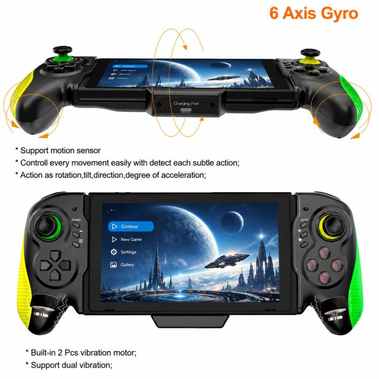 STK-7037 For Switch Game Controller with 6-axis Somatosensory Burst Function, STK-7037 (Yellow Green)