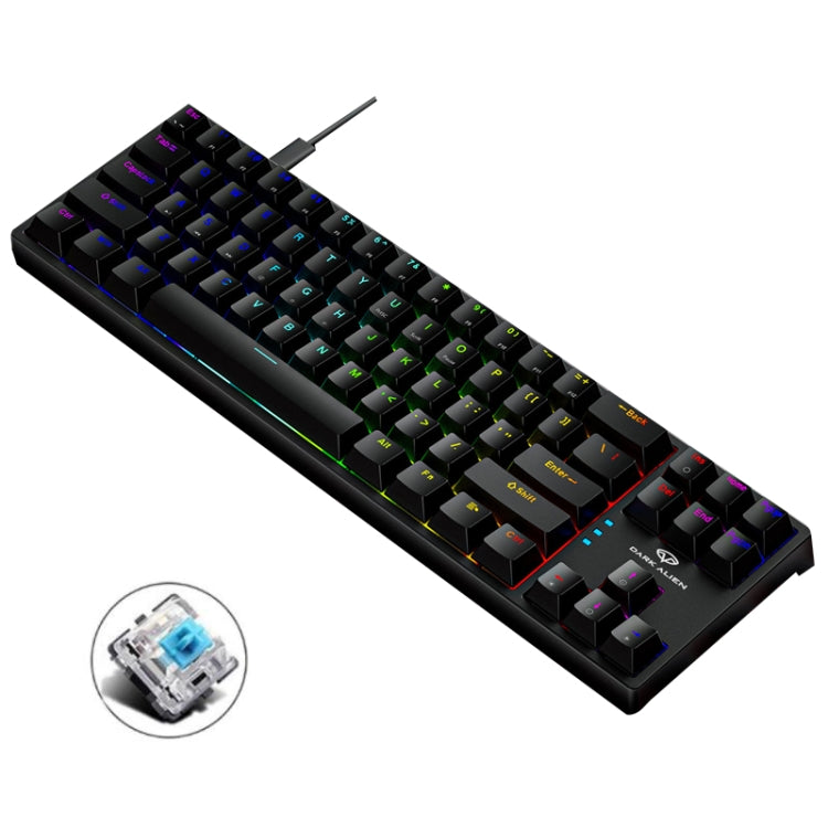Dark Alien K710 71 Keys Glowing Game Wired Keyboard, Cable Length: 1.8m, Black Green Shaft, White Green Shaft, Pink Green Shaft, Blue Green Shaft, Black White Green shaft, White Black Green Shaft, Black White Red Shaft, White Black Red Shaft