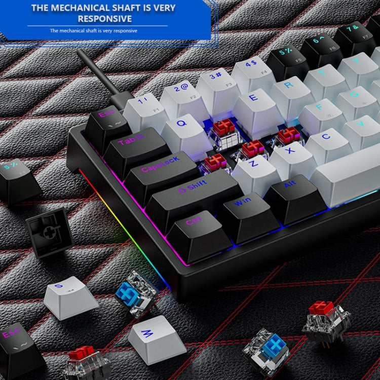 Dark Alien K710 71 Keys Glowing Game Wired Keyboard, Cable Length: 1.8m, Black Green Shaft, White Green Shaft, Pink Green Shaft, Blue Green Shaft, Black White Green shaft, White Black Green Shaft, Black White Red Shaft, White Black Red Shaft