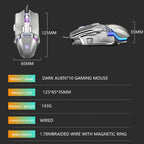 Dark Alien V710 7 Keys Metal Office Wired Glowing Mouse, Cable Length: 1.78m