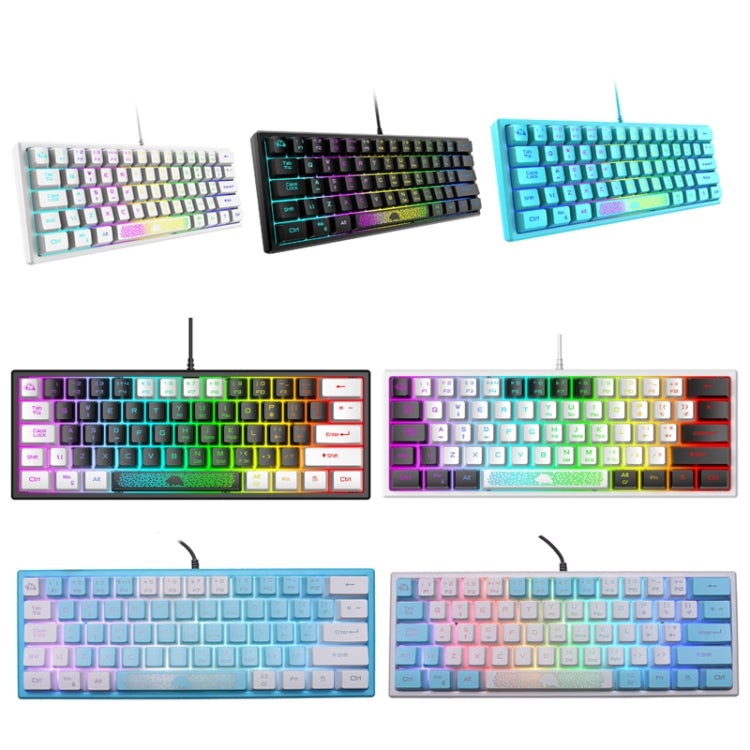 ZIYOULANG K61 62 Keys Game RGB Lighting Notebook Wired Keyboard, Cable Length: 1.5m, K61 Black White, K61 White Black, K61 Blue White, K61 White Blue