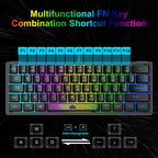 ZIYOULANG K61 62 Keys Game RGB Lighting Notebook Wired Keyboard, Cable Length: 1.5m, K61 Black White, K61 White Black, K61 Blue White, K61 White Blue