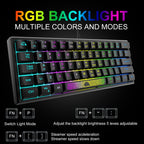 ZIYOULANG K61 62 Keys Game RGB Lighting Notebook Wired Keyboard, Cable Length: 1.5m, K61 Black White, K61 White Black, K61 Blue White, K61 White Blue