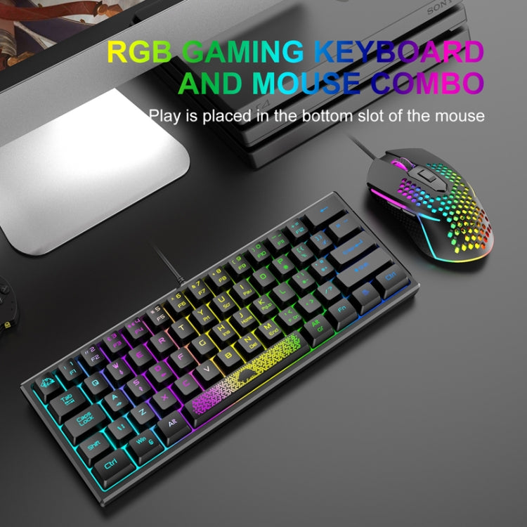 ZIYOULANG K61 62 Keys Game RGB Lighting Notebook Wired Keyboard, Cable Length: 1.5m, K61 Black White, K61 White Black, K61 Blue White, K61 White Blue