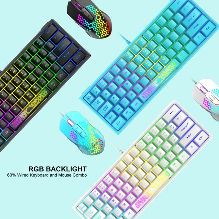ZIYOULANG K61 62 Keys Game RGB Lighting Notebook Wired Keyboard, Cable Length: 1.5m, K61 Black White, K61 White Black, K61 Blue White, K61 White Blue