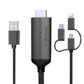 1080P HDTV Dongle Cable, Plug And Play HDMI With Screen Plug And Play, LD36 8 Pin + Micro USB + Type-C / USB-C to HDMI