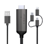 1080P HDTV Dongle Cable, Plug And Play HDMI With Screen Plug And Play, LD36 8 Pin + Micro USB + Type-C / USB-C to HDMI