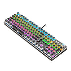 K820 104 Keys Retro Punk Plating Knob Glowing Wired Green Shaft Keyboard, Cable Length: 1.6m, Style:, Running Lights (Black), Running Lights (White), White Light (Blue), Square (Black)