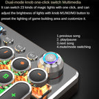 K820 104 Keys Retro Punk Plating Knob Glowing Wired Green Shaft Keyboard, Cable Length: 1.6m, Style:, Running Lights (Black), Running Lights (White), White Light (Blue), Square (Black)
