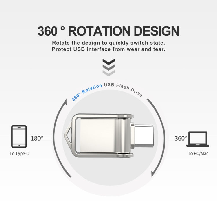 USB 2.0 + Type-C/USB-C High Speed ??Mini Computer and Phone Dual-purpose Rotary U Disk, Type-C2.0 32GB, Type-C2.0 64GB, Type-C2.0 128GB