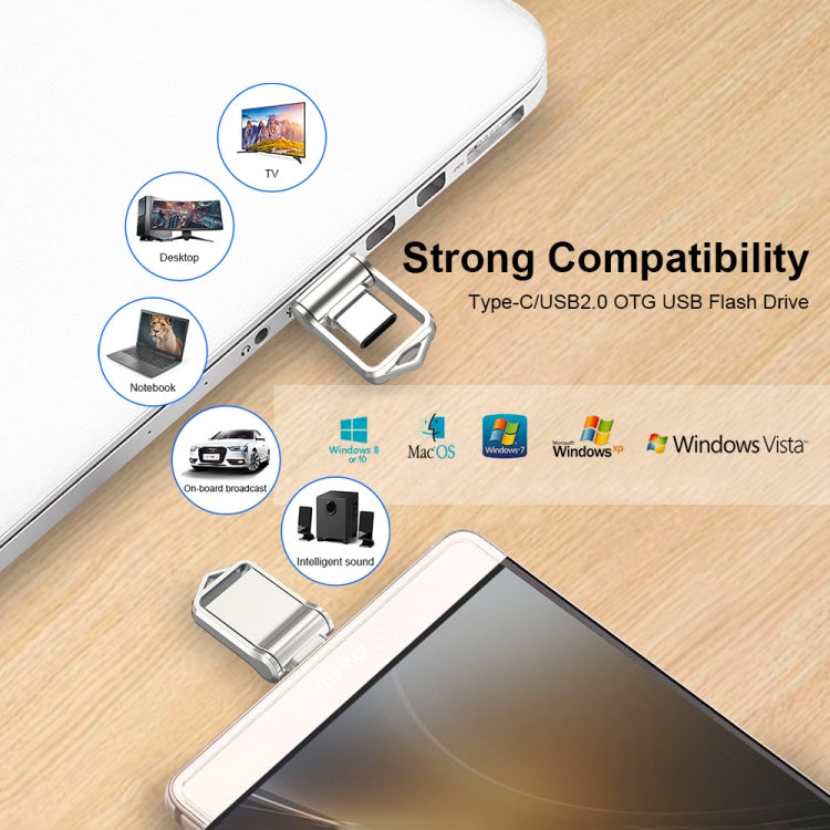 USB 2.0 + Type-C/USB-C High Speed ??Mini Computer and Phone Dual-purpose Rotary U Disk, 16GB, 32GB, 64GB, 128GB