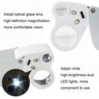 MG9889 30X-60X Mini Dual-Lens Craft Appreciation Magnifying Glass with LED Light, Dual-Lens 30X-60X