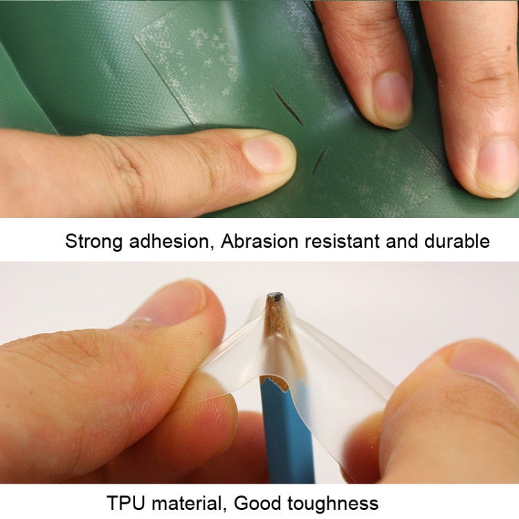 TPU Transparent Repair Patch Tent Swim Ring Waterproof Patch Adhesive, 10 PCS 7x7cm, 1 Roll 375cm