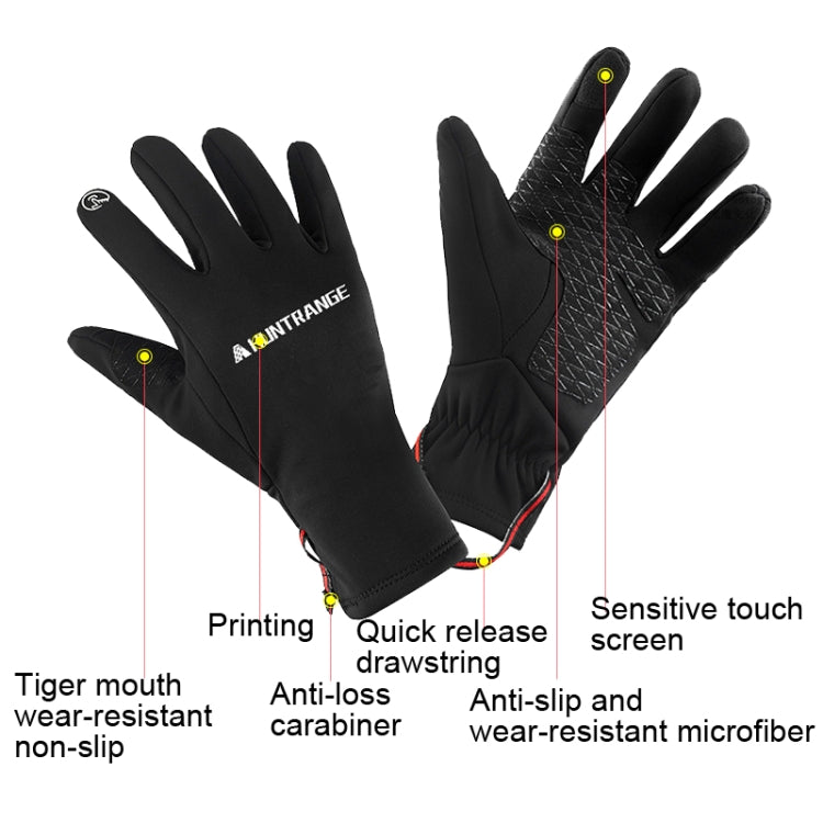HUNTRANGE A037 Plus Velvet Sports Windproof Waterproof Touch Screen Riding Gloves, M, L, XL