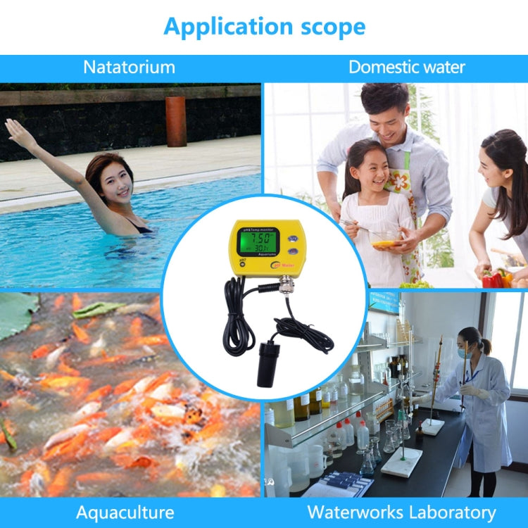 PH Tester Durable Acid Meter Swimming Pool Temperature Monitor With Backlight, Plug Type:, US Plug, EU Plug