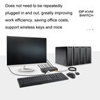 FJGEAR FJ-DK401 60HZ 4 Ports DP+USB To KVM Switcher With Desktop Controller, FJ-DK401