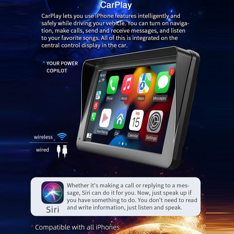 7 inch AHD Wireless CarPlay Car MP5 Player, Support Mobile Phone Interconnection, B5300 With Camera