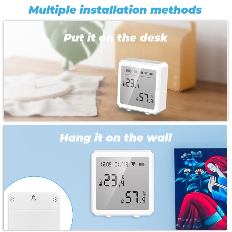 Wifi Temperature And Humidity Meter Sensor Equipment Smart Home Graffiti APP Temperature And Humidity Sensor, White, Black