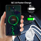 LDNIO C511Q 36W QC 3.0 Phone Fast Charger Dual-USB Ports Smart Car Charger, with Micro USB Cable, with 8 Pin Cable, with USB-C/Type-C Cable