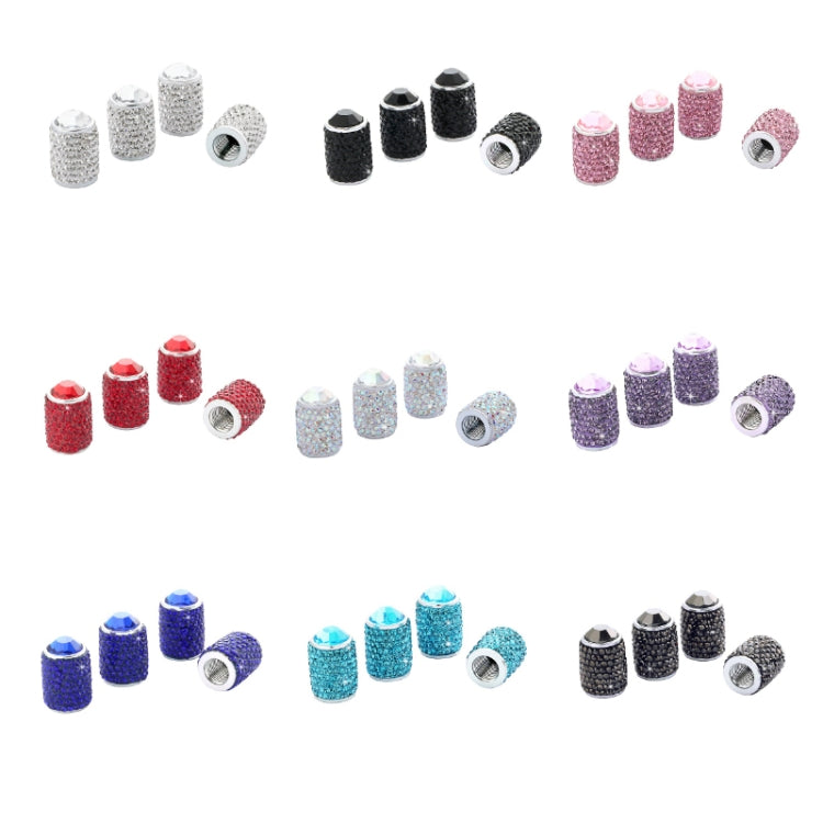 Car Tyre Aluminium Full Diamond Valve Cap With Seal, White, Black, Pink, Red, AB, Purple, Dark Blue, Lake Blue, Shiny Black