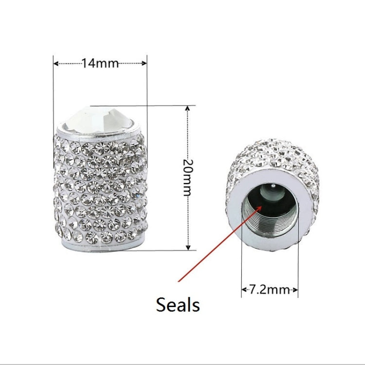 Car Tyre Aluminium Full Diamond Valve Cap With Seal, White, Black, Pink, Red, AB, Purple, Dark Blue, Lake Blue, Shiny Black