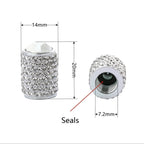 Car Tyre Aluminium Full Diamond Valve Cap With Seal, White, Black, Pink, Red, AB, Purple, Dark Blue, Lake Blue, Shiny Black