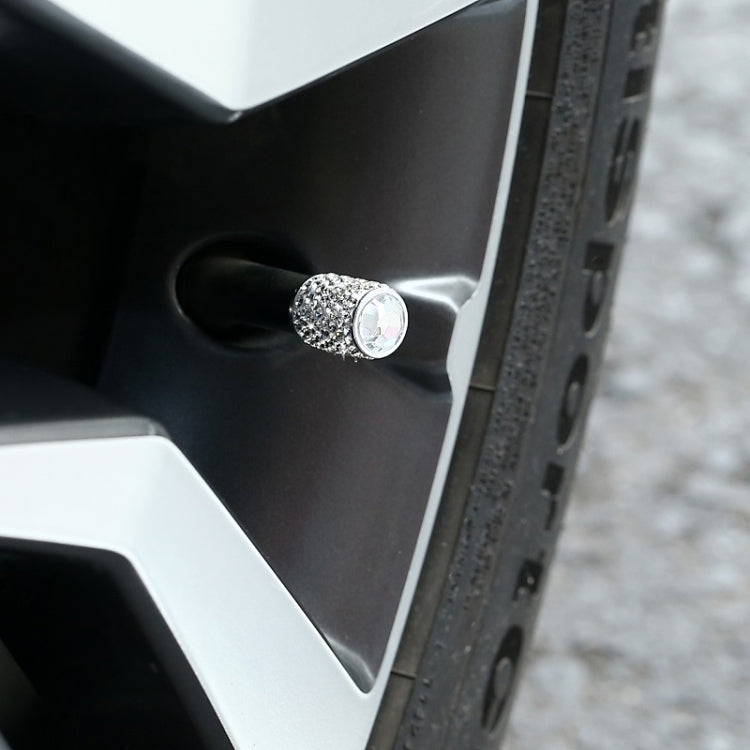 Car Tyre Aluminium Full Diamond Valve Cap With Seal, White, Black, Pink, Red, AB, Purple, Dark Blue, Lake Blue, Shiny Black