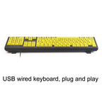 T801 104 Keys Special People Children Old Man Big Letters USB Wired Keyboard, Cable Length: 1.38m, T801 Yellow