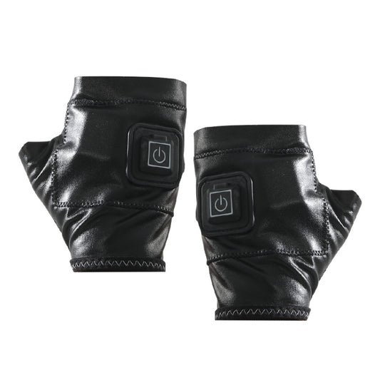 1 Pair Adjustable Temperature Rechargeable Intelligent Electric Heating Gloves Half Finger Gloves, S, M, L