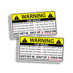 Car Safety Warning Rules Sticker, Safety Warning