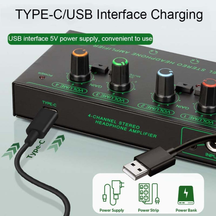EF-4 RGB Professional 4 Channel Headphone Amplifier Studio Lossless Monitor Splitter, EF-4