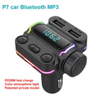 P7 PD20W QC3.0 Dual Fast Charging Car MP3 Player FM Transmitter, P7