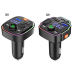 Car Bluetooth FM Transmitter PD Fast Charging Ambient Light, Q6, Q8