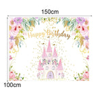 1.5m X 1m Cartoon Castle Photography Background Cloth Birthday Party Scene Decoration