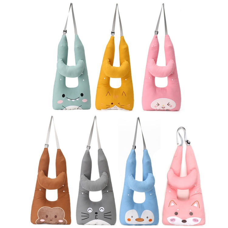 8146 Cartoon Adjustable Car Children Sleep Safety Belt U-shaped Neck Pillow, Coffee Monkey, Gray Totoro, Blue Penguin, Pink Fox, Green Dinosaur, Yellow Cat, Pink Bun