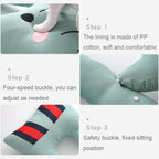 8146 Cartoon Adjustable Car Children Sleep Safety Belt U-shaped Neck Pillow, Coffee Monkey, Gray Totoro, Blue Penguin, Pink Fox, Green Dinosaur, Yellow Cat, Pink Bun