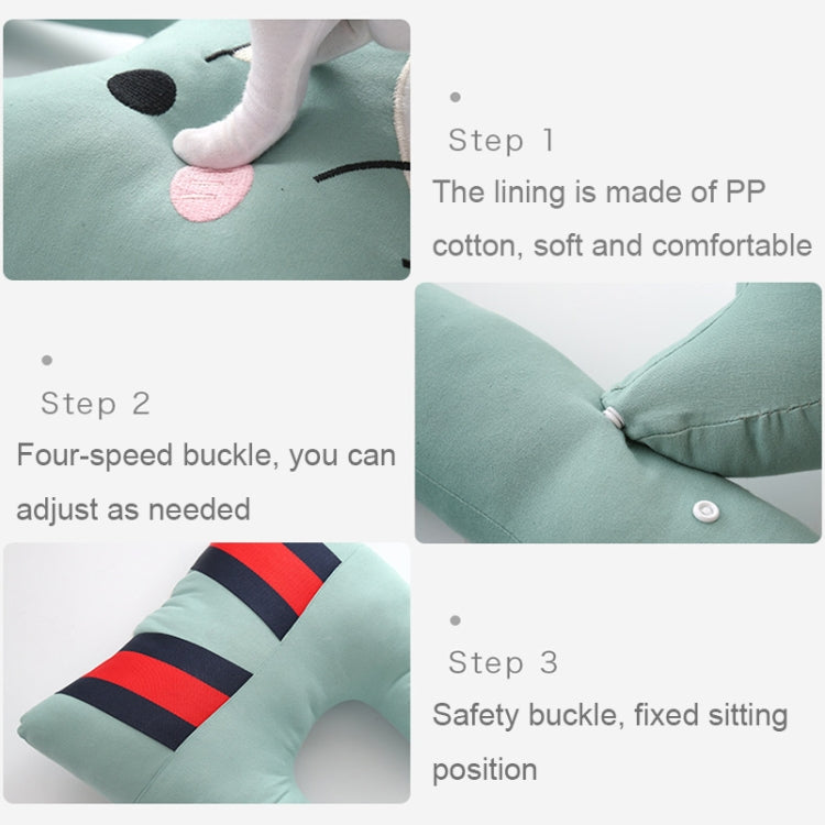 8146 Cartoon Adjustable Car Children Sleep Safety Belt U-shaped Neck Pillow, Coffee Monkey, Gray Totoro, Blue Penguin, Pink Fox, Green Dinosaur, Yellow Cat, Pink Bun