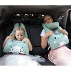8146 Cartoon Adjustable Car Children Sleep Safety Belt U-shaped Neck Pillow, Coffee Monkey, Gray Totoro, Blue Penguin, Pink Fox, Green Dinosaur, Yellow Cat, Pink Bun